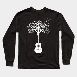 Classical Guitar Tree Dark Theme Long Sleeve T-Shirt